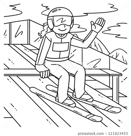 Ski Jumping Female Ski Jumper Top Curve Coloring 121823453