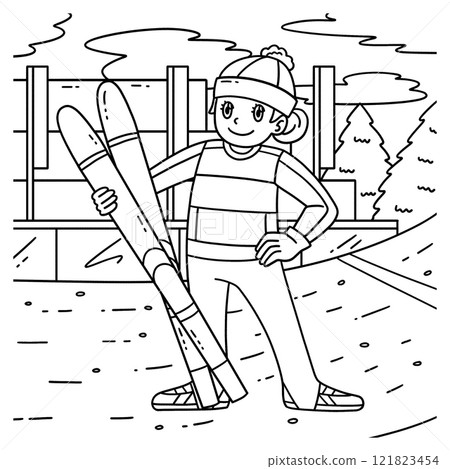 Ski Jumping Female Ski Jumper Ski Boards Coloring Ski Jumping Female Ski Jumper Ski Boards Coloring 121823454