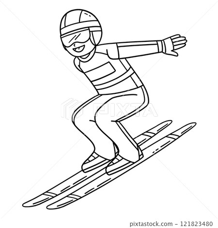 Male Ski Jumper Reaching the Out Run Isolated Male Ski Jumper Reaching the Out Run Isolated 121823480