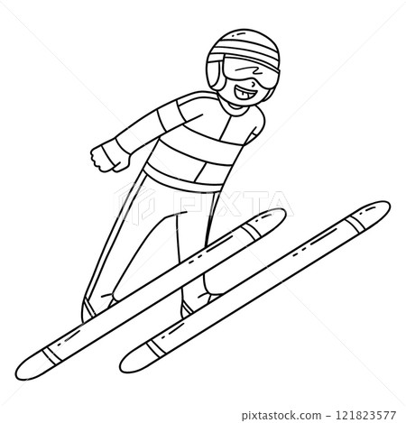Ski Jumping Male Ski Jumper Taking Flight Isolated 121823577