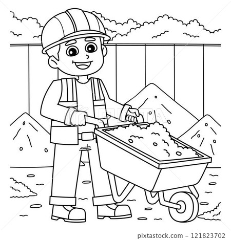 Construction Worker with Wheelborrow Coloring Page 121823702