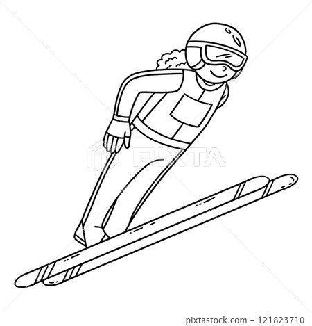 Female Ski Jumper Windisch Technique Isolated Female Ski Jumper Windisch Technique Isolated 121823710