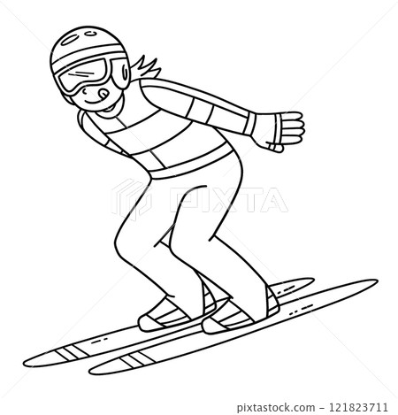Ski Jumping Female Ski Jumper Sliding Isolated 121823711