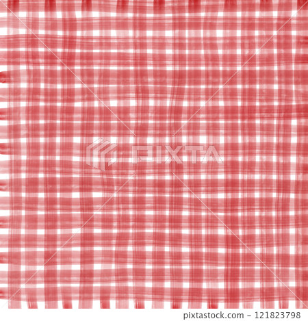 Red Plaid Gingham Hand Drawn Background Pattern Overlay Red Plaid Gingham Hand Drawn Background Pattern Overlay 121823798