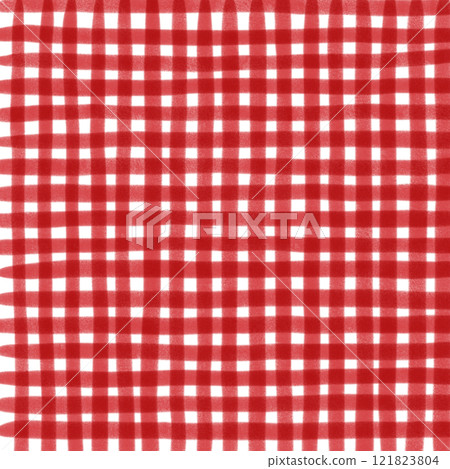 Red Plaid Gingham Hand Drawn Background Pattern Overlay Red Plaid Gingham Hand Drawn Background Pattern Overlay 121823804