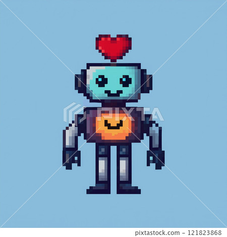 Pixel art style pixelated robot 121823868