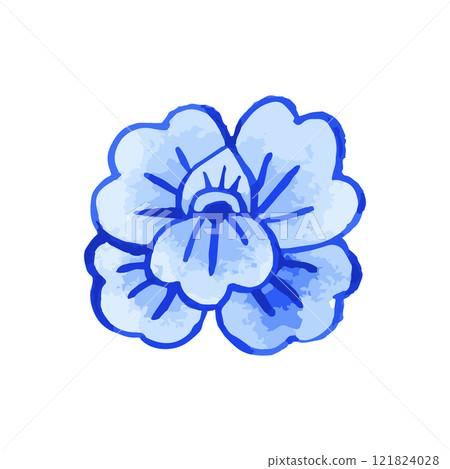 Watercolor style blue chinoiserie flower illustration Watercolor style blue chinoiserie flower illustration 121824028