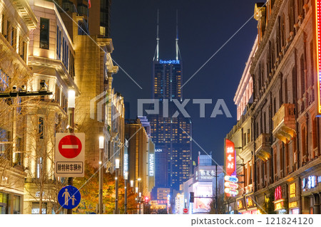 Nanjing East Road at night, Shanghai, China 121824120