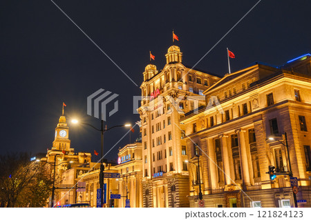 中國上海外灘建築燈火通明 121824123
