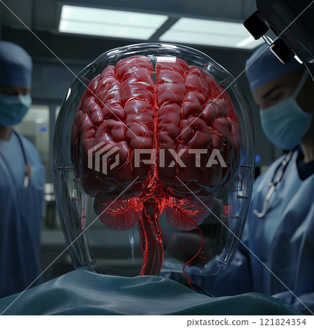 human brain close-up, surgical operation, doctors 121824354
