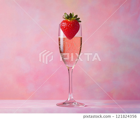 strawberries in a glass of champagne strawberries in a glass of champagne 121824356