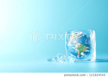 Earth Inside an Ice Cube, Climate Change, Melting Glaciers 121824543