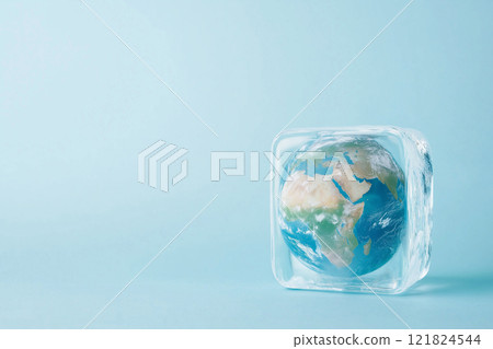 Earth Inside an Ice Cube, Climate Change, Melting Glaciers 121824544