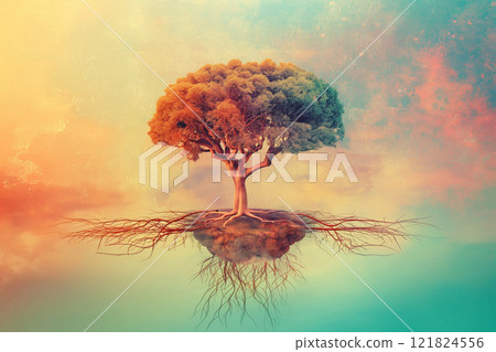 human brain with rhizome, mind, intelligence 121824556