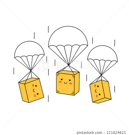 Fast delivery service and shipment package on parcel. Container transportation concept. Flat outline isolated vector illustration on white background. 121824621