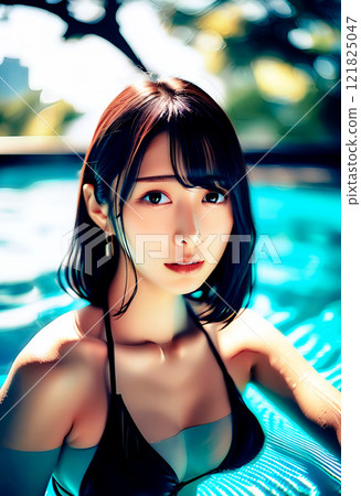 Young woman in bikini swimsuit in the pool Cosplay Layer Girl Sexy pose girl [AI student Young woman in bikini swimsuit in the pool Cosplay Layer Girl Sexy pose girl [AI student 121825047