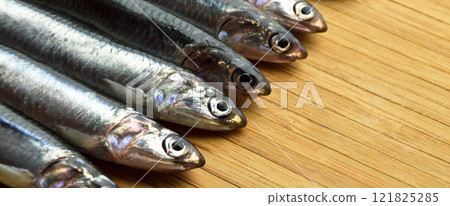 Cleaned and ready to cook fresh fish hamsi, anchovy 121825285