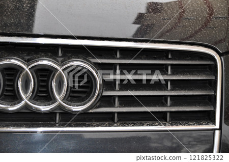 Audi logo, luxury car in Istanbul city, February 19 2011 Istanbul Pendik Turkey used car market 121825322