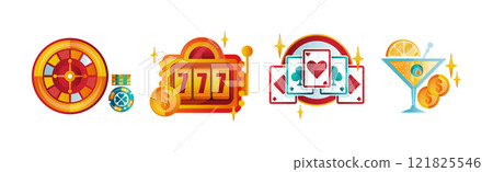 Casino Game Flat Object and Element Vector Set Casino Game Flat Object and Element Vector Set 121825546