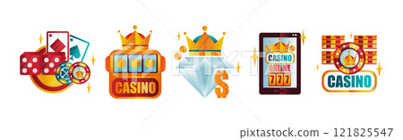 Casino Game Flat Object and Element Vector Set Casino Game Flat Object and Element Vector Set 121825547