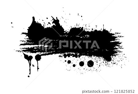 Splatter Paint Texture . Black Spray Blot of Ink. Place illustration Over any Object to Create Grungy Effect . hand drawn. Not AI, Vector 121825852