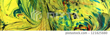 Ebru handmade art, traditional Turkish Ebru technique, painting on water, followed by paper prints 121825880