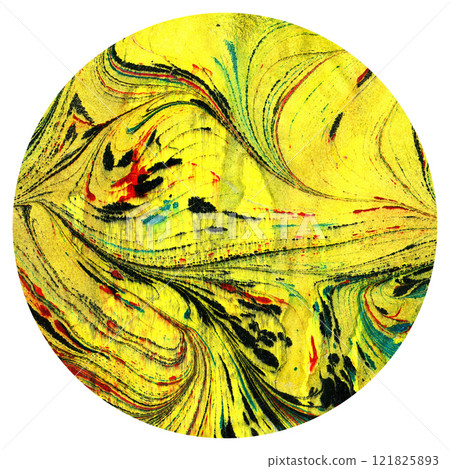 Ebru handmade art, traditional Turkish Ebru technique, painting on water, followed by paper prints 121825893