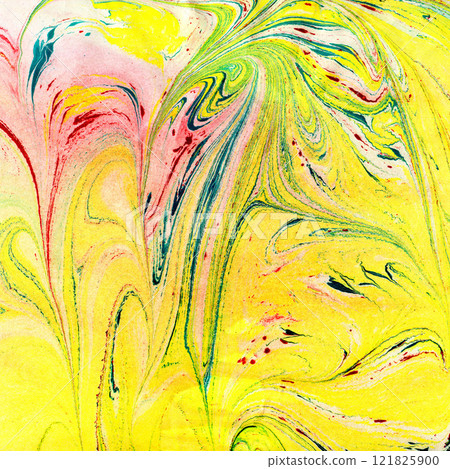 Ebru handmade art, traditional Turkish Ebru technique, painting on water, followed by paper prints 121825900