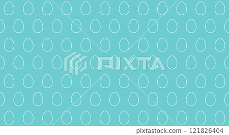 Seamless pattern with white egg outlines on turquoise background. Easter theme design for wallpaper, textile, and greeting card 121826404