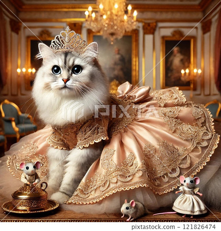 Princess Cat with a Serious Face and Her Maid Mouse 01 121826474