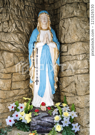 Virgin Mary statue. Christianity, Catholicism and Religion Concept 121826530