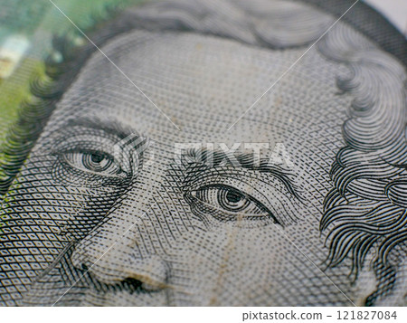 National Croatian money currency, 10 Kuna banknote. Close-up portrait of a bishop Juraj Dobrila. The concept of changing the currency in Croatia into euro 121827084
