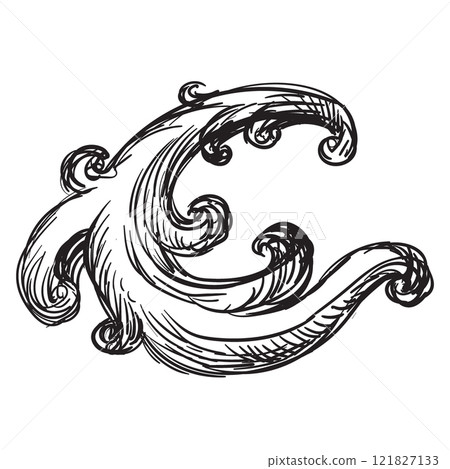 Swirl hand drawing design element vector illustration 121827133
