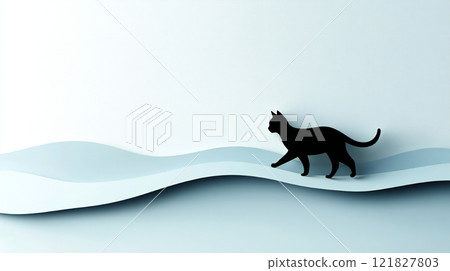 Paper cutting style cat 121827803