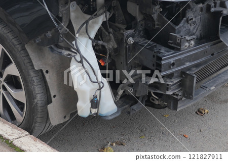 car damaged by a road accident car damaged by a road accident 121827911