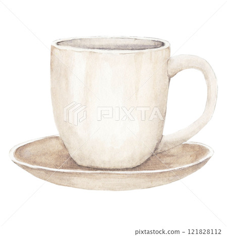 Watercolor illustration of white ceramic mug for coffee or tea Watercolor illustration of white ceramic mug for coffee or tea 121828112