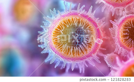 Observing Fuzzy Plant Cells Through A Microscope: A Close-Up Examination Of Cellular Structures In Plants Reveals Their Fuzzy Appearance. 121828283