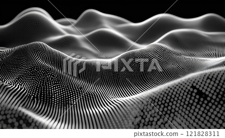 Abstract Network Connection Structure With Waves Of Dots And Weave 121828311