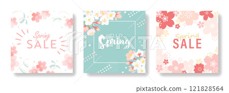 Spring sale design set | Cherry blossom motif and pop graphics Spring sale design set | Cherry blossom motif and pop graphics 121828564