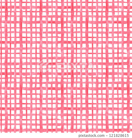 Gingham seamless pattern. Watercolor strokes checkered plaid. Red summer print. Table cloth Seamless background. Paint Lines, ink brush strokes. Square stripes Gingham seamless pattern. Watercolor strokes checkered plaid. Red summer print. Table cloth Seamless background. Paint Lines, ink brush strokes. Square stripes 121828615