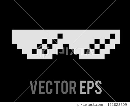 8 bit pixel cool black sun glasses, sunglasses flat icon 121828809