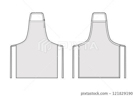 Aprons Classic Bib short technical fashion illustration. Chef uniform for cooking Flat sketch outline apparel template Aprons Classic Bib short technical fashion illustration. Chef uniform for cooking Flat sketch outline apparel template 121829190