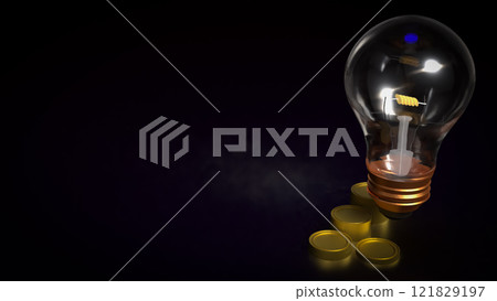 The Light Bulb and coins for Business concept 3d Rendering. 121829197