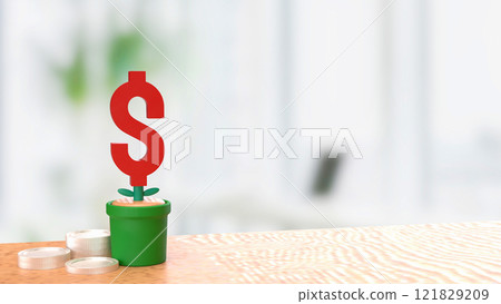 The Red Dollar symbol in Plant for Business concept 3d rendering. 121829209