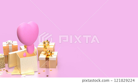 The Heart and Gift box for celebration or Valentine concept 3d Rendering. The Heart and Gift box for celebration or Valentine concept 3d Rendering. 121829224