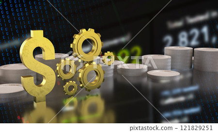 The Gold dollar symbol and gear for technology or Business concept 3d rendering. The Gold dollar symbol and gear for technology or Business concept 3d rendering. 121829251