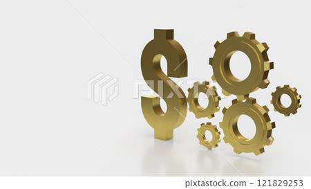 The Gold dollar symbol and gear for technology or Business concept 3d rendering. 121829253