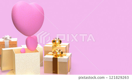 The Heart and Gift box for celebration or Valentine concept 3d Rendering. The Heart and Gift box for celebration or Valentine concept 3d Rendering. 121829263