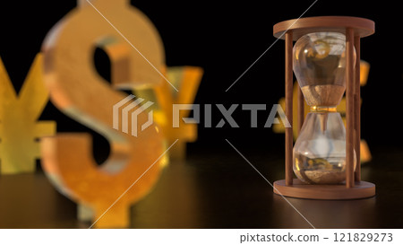 The Sand clock and money symbol for Business concept 3d rendering. The Sand clock and money symbol for Business concept 3d rendering. 121829273