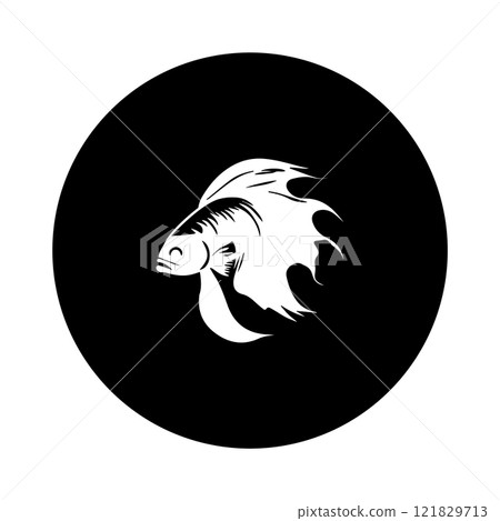 fish icon with black circle background fish icon with black circle background 121829713